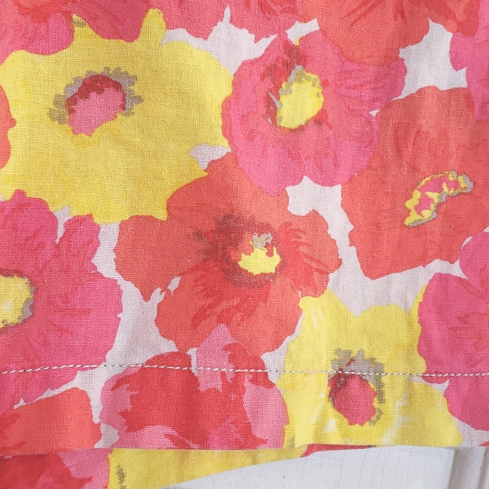 LOFT Floral Linen Shorts Pink Orange Coral Yellow - Picture 9 of 13
